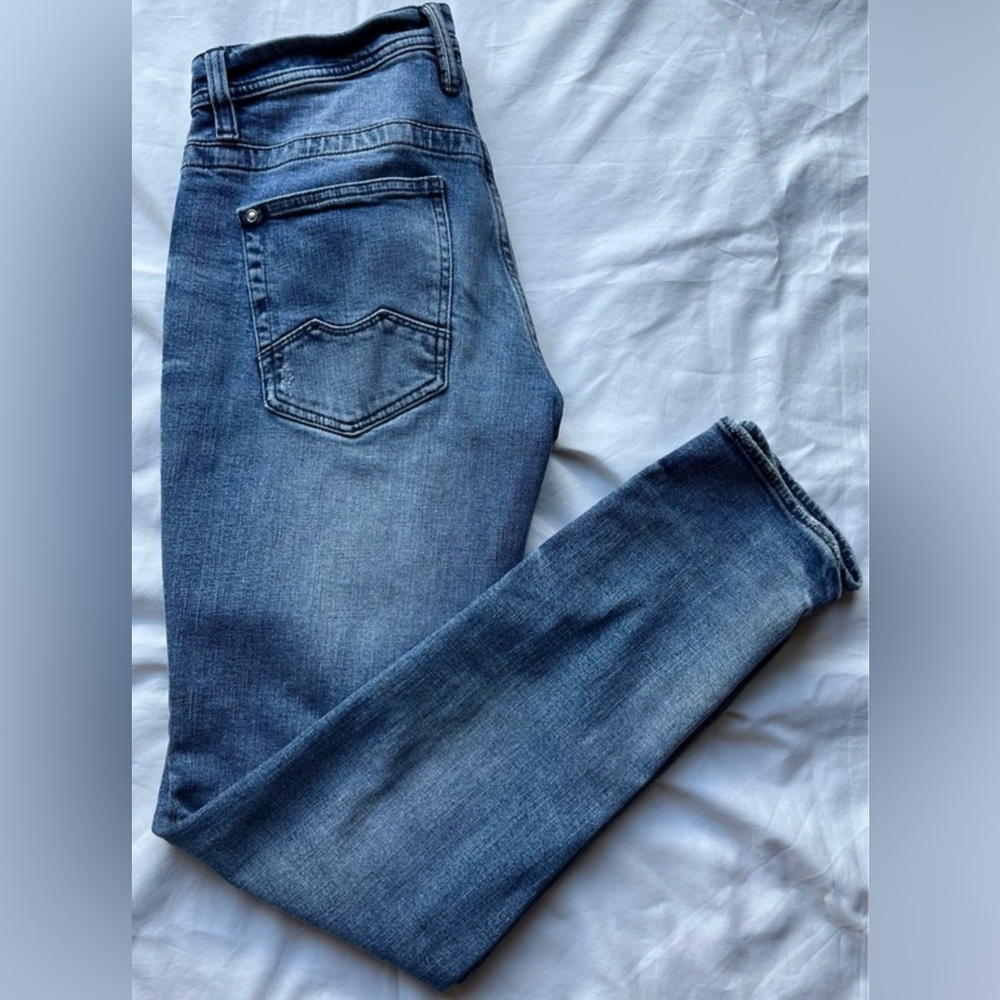 Chevignon Men's Jeans Size 30 Slim Straight Stretch Denim Distressed Wash